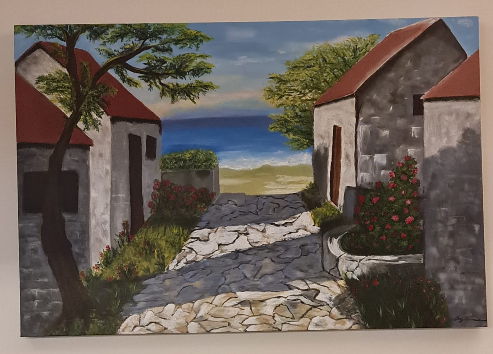 Coastal Village — Lebanese landscape painting